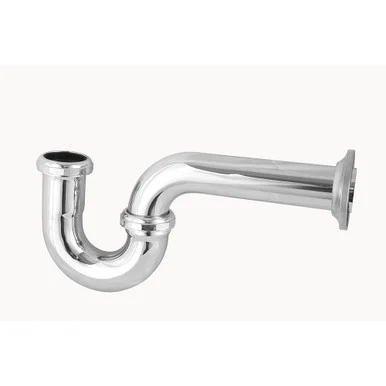 1-1/4" 20 Ga Brass P-trap w/ Brass Nuts- Chrome Plated