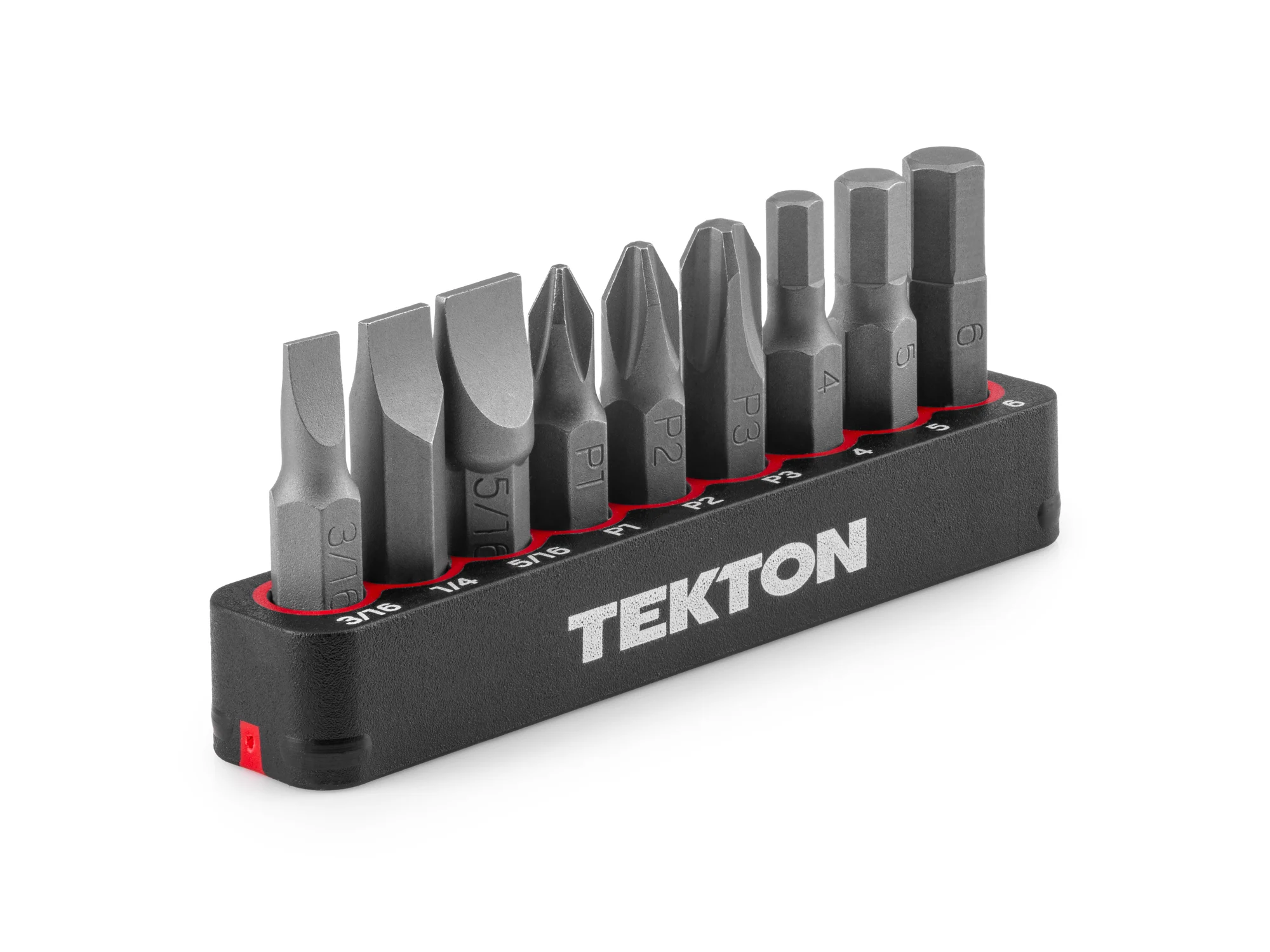 1/4 Inch Hex, Phillips, Slotted Bit Set with Rail (9-Piece)