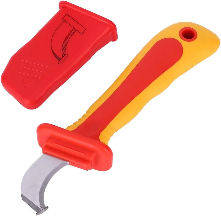 1000V Insulated Dismantling Knife Insulated Electricians Cable Stripping Knives with Non Slip Handle for Circuit Breaking Installation