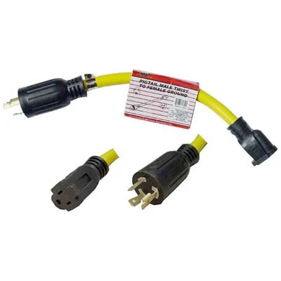 12 Ga Male Twist Lock to Female 120V Plug Power Cord Adaptor Extension Pigtail