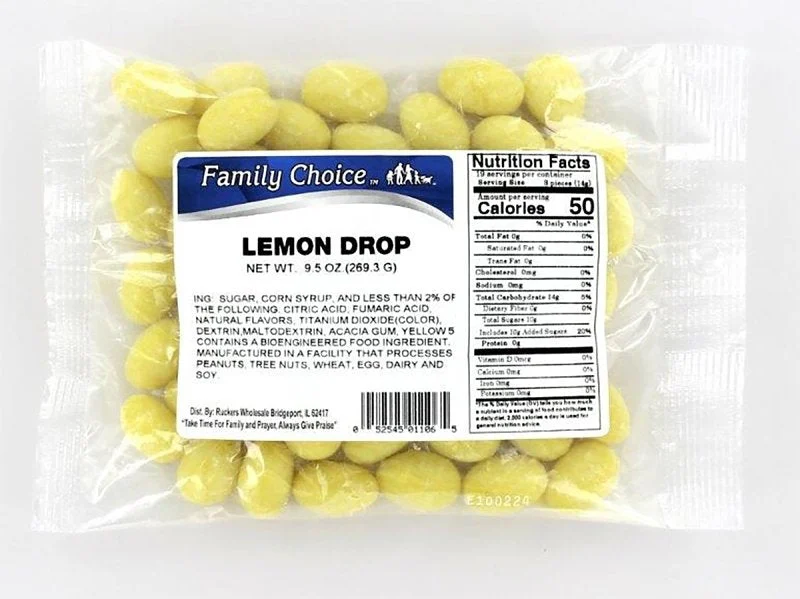Family Choice 1106 Lemon Drop Candy, 9 oz, Pack of 12