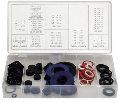 125 Piece Rubber O-Ring Hose Gasket Flat Washer Auto Gromet Assortment Set Kit