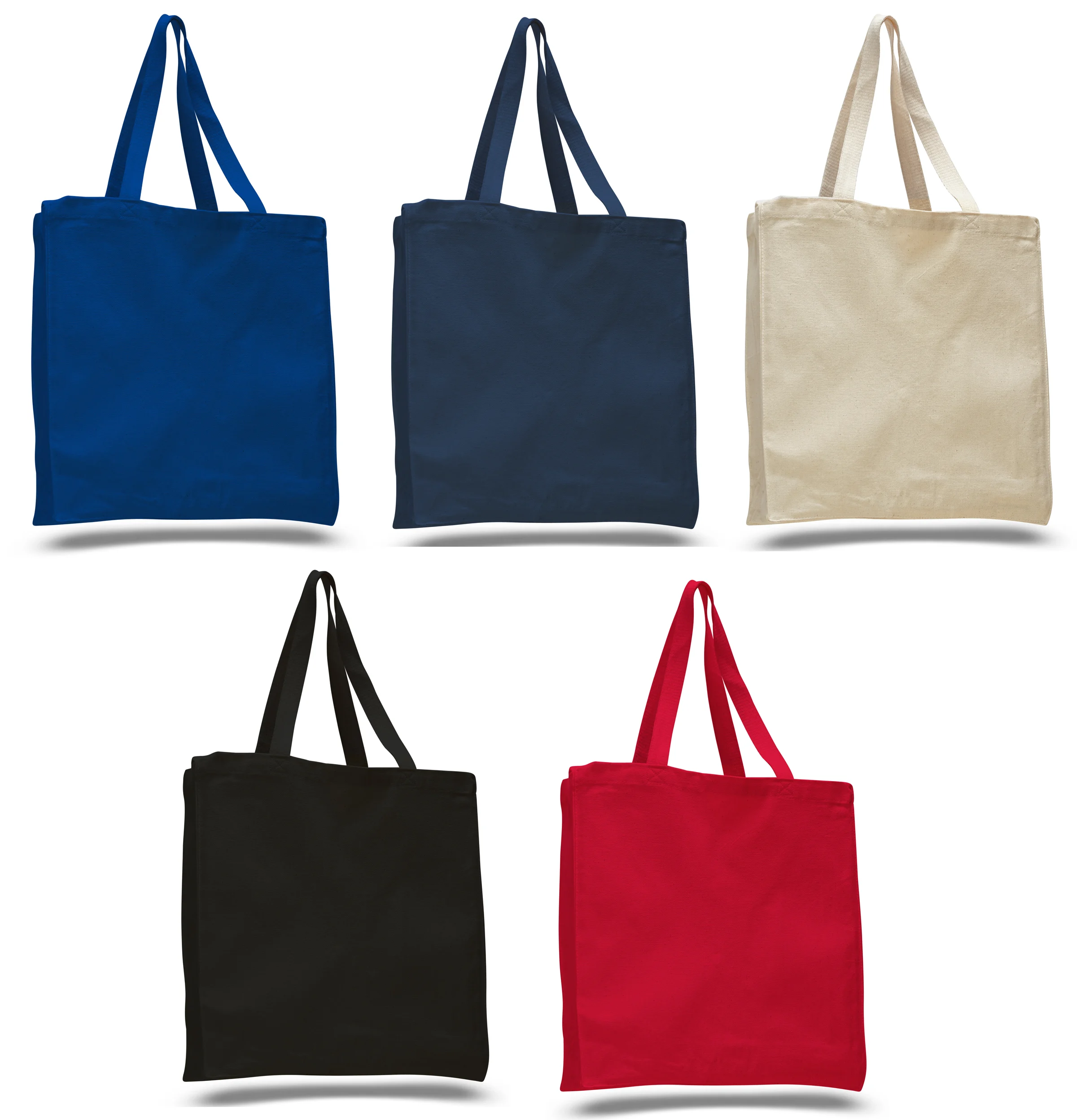 14" Canvas Shopper Tote Bags w/ Bottom Gusset