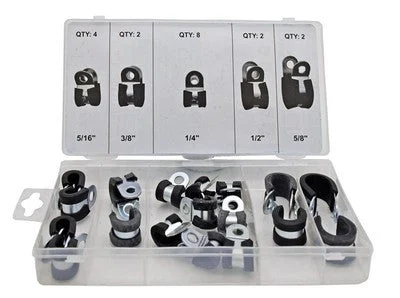 18 Piece Rubber Insulated Pipe Electrical Wire Wall Clip Clamp Hardware Assortment