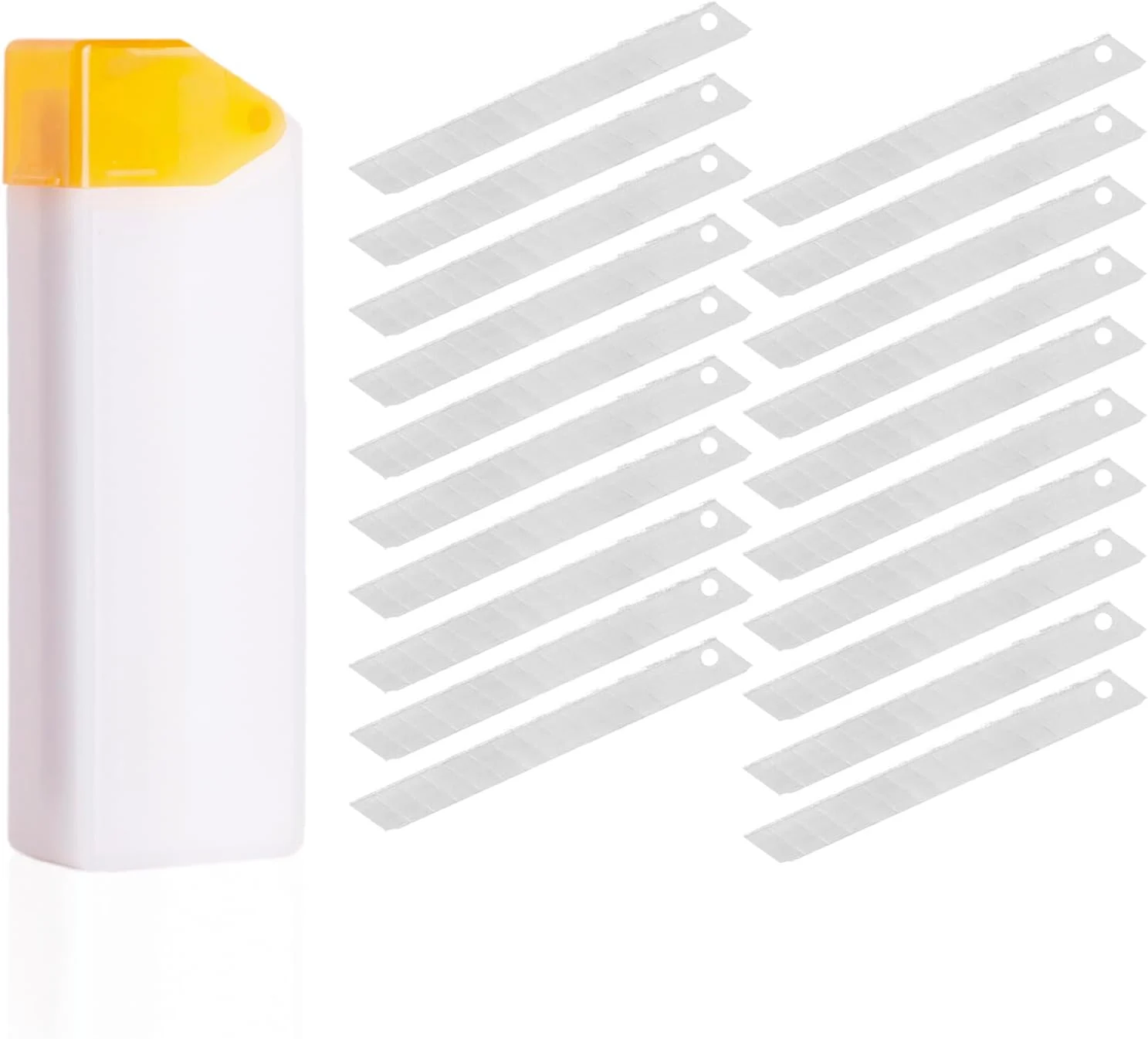 20PCS 9MM Utility Knife Replacement Blades, Snap off Blades with Blade Breaker and Recycling Box, Stainless Carbon Steel Blade, 9mm Cutting Blades, Heavy-duty Snap-off Blade 60 Degree
