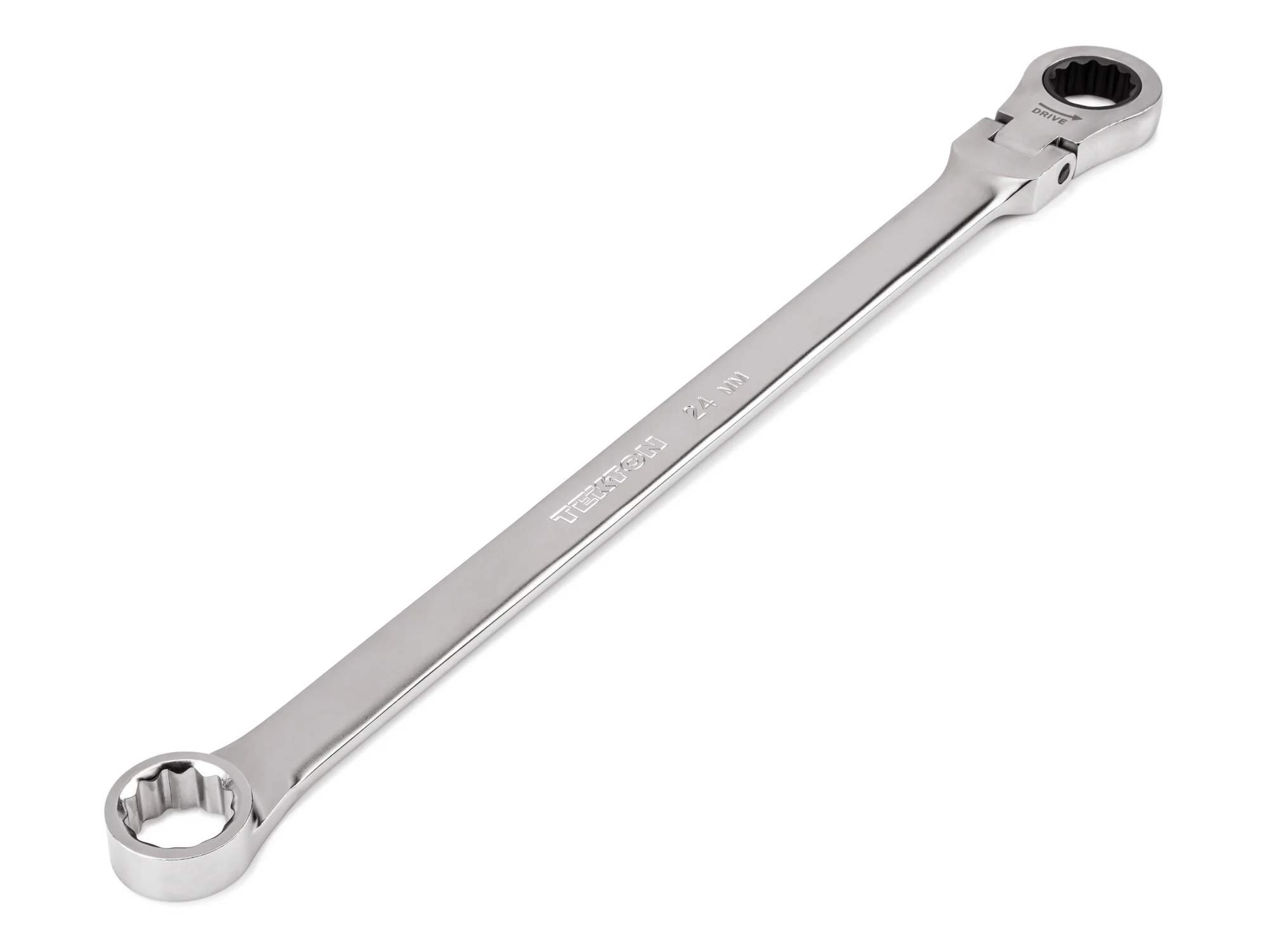 24 mm Long Fixed/Flex Head 12-Point Ratcheting Box End Wrench