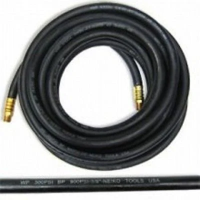 25 Foot 3/8" ID 1/4" Thread Rubber Air Compressor Hose