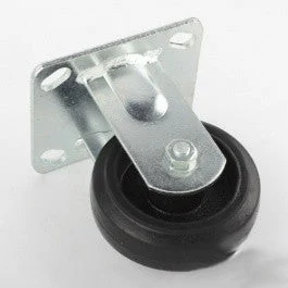 4" Black Rubber Caster Trolly Wheel Heavy Duty Roller Cart Fixed Straight