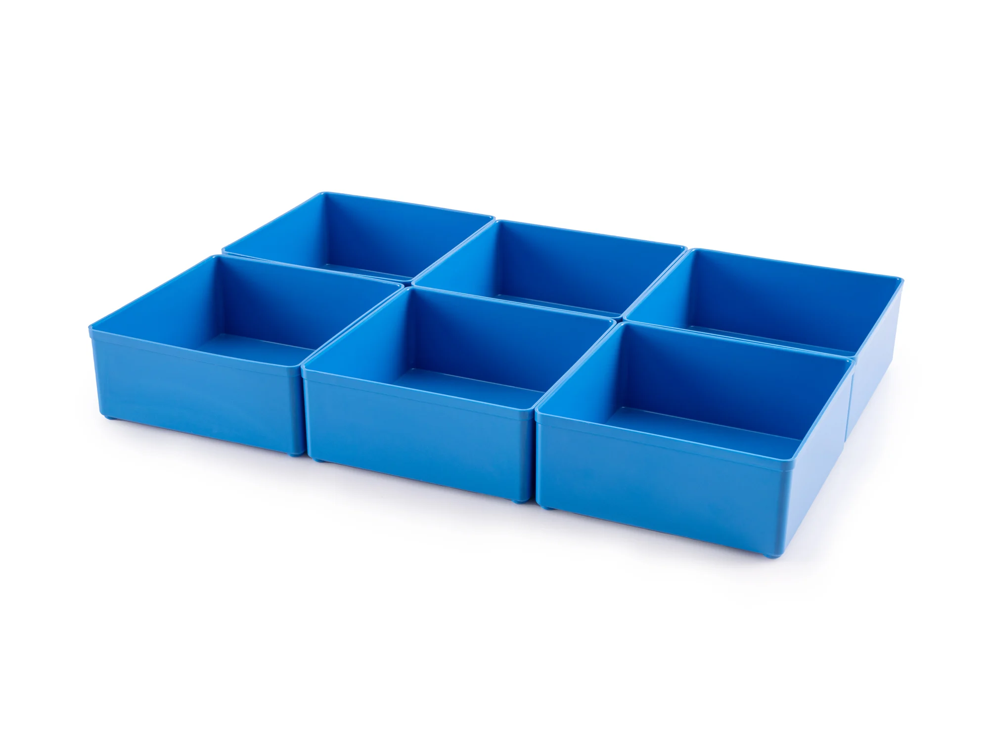 4 x 4 Inch Shallow Organizer Bin Set, 6-Piece (Blue)