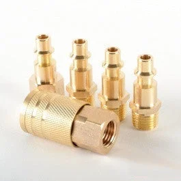 5 Piece Brass Air Tools Coupler Quick Disconnect Hose Connector Plug Fitting Set