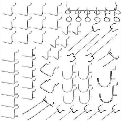 50 Piece Metal Steel for Peg Board Hole Tool Hook Rack Holder Hanger Assortment