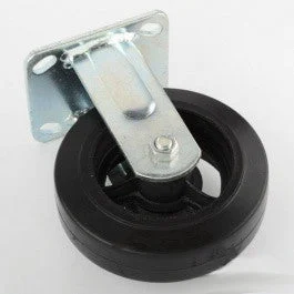 6" Black Rubber Caster Trolly Wheel Heavy Duty Roller Cart Fixed Straight
