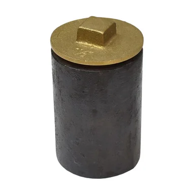 6" CAST IRON CLEANOUT W/ 5" HEAVY R.H. BRASS PLUG
