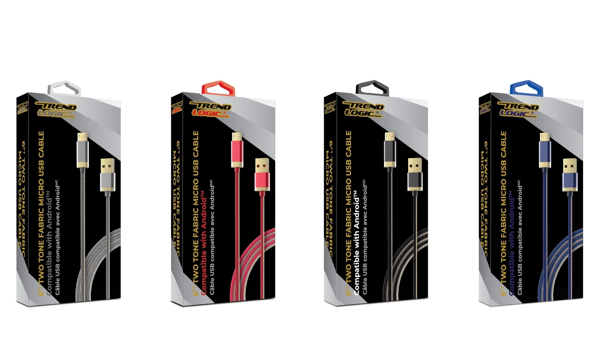 6' Fabric Gold Tip Micro-USB Cables