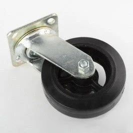 6" Hard Black Rubber Wheel Industrial Cast Iron Rim Swivel Rotating Caster Wheel