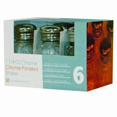 6 Pack Case Glass Salt and Pepper Shaker Restaurant Dispenser Table Bottle Set