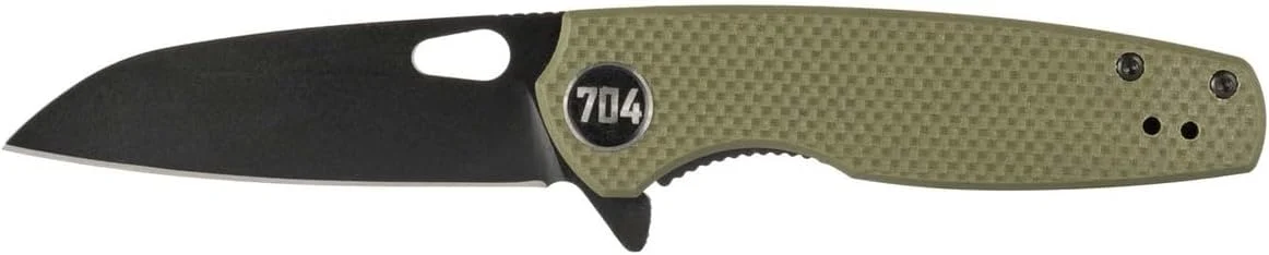 704 Gear Wildcat Lite EDC Folding Pocket Knife | Compact Size D2 Wharncliffe Blade with Thumbhole Cutout | Olive Drab Green
