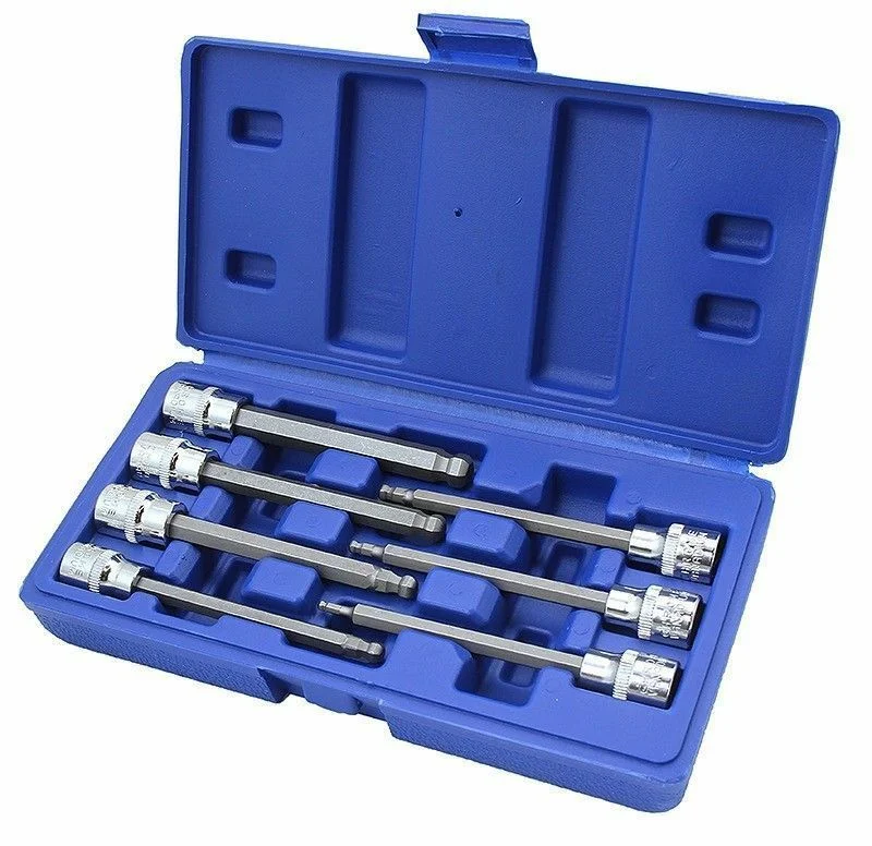 7pc 3/8" Ball End Long 4.3" SAE Hex Allen Bits Sockets