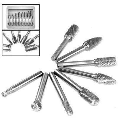 8 Piece Double Cut Carbide Rotary Tool File Bit Burr Set