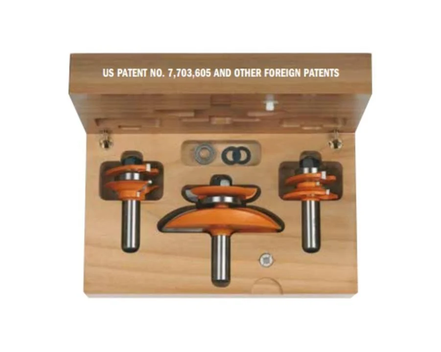 3-piece Raised Panel Router Bit Set with Back Cutter