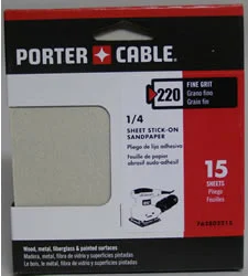 Porter Cable 762802215 15 1/4 Sheet, Adhesive-Backed Sanding Sheets - 220 Grit