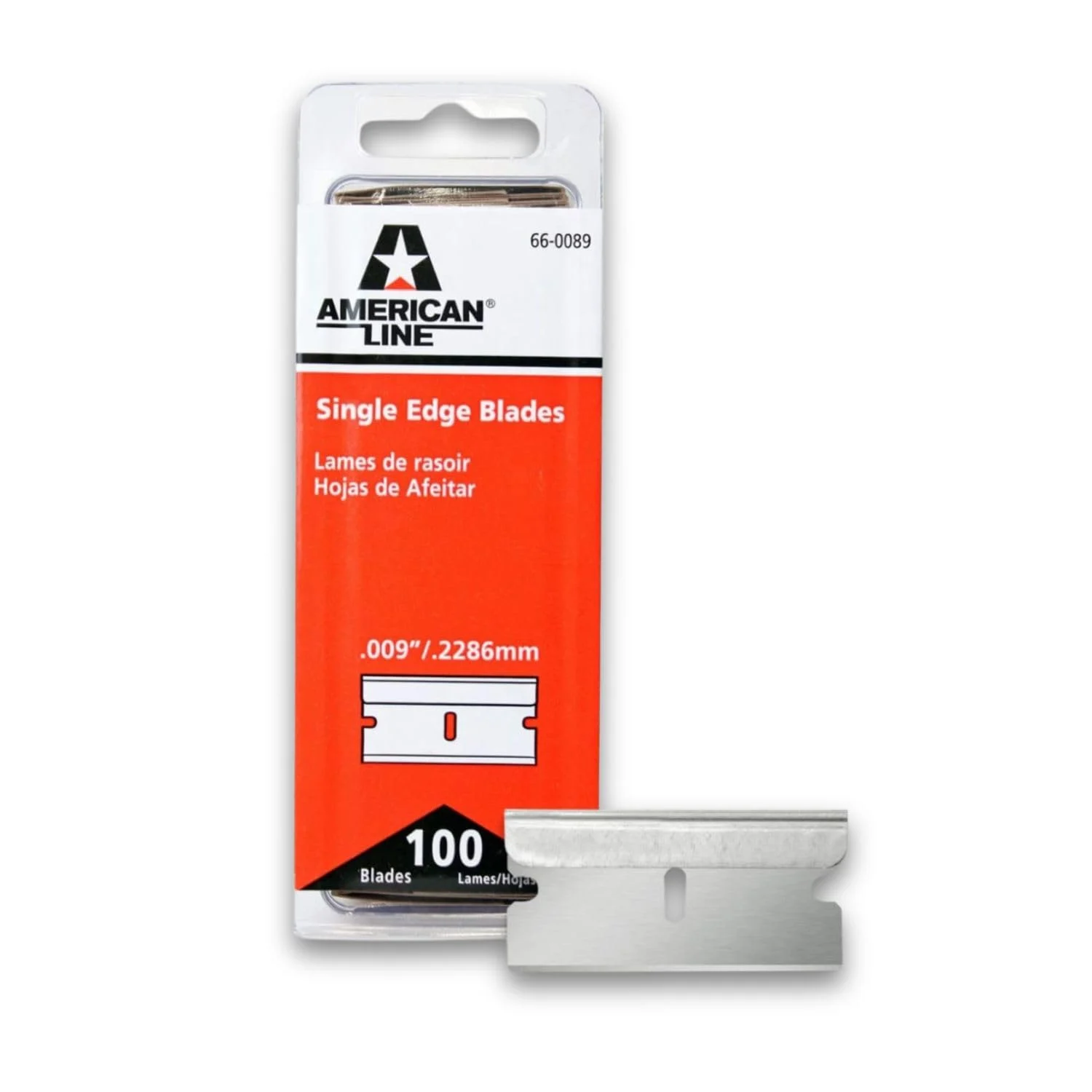 American Line Single Edge Razor Blades – 100 Blades – .009″ Heavy Duty High Carbon Steel Utility Blades with Aluminum Backing – Fit Box Cutters and Razor Blade Scraper – 66-0089