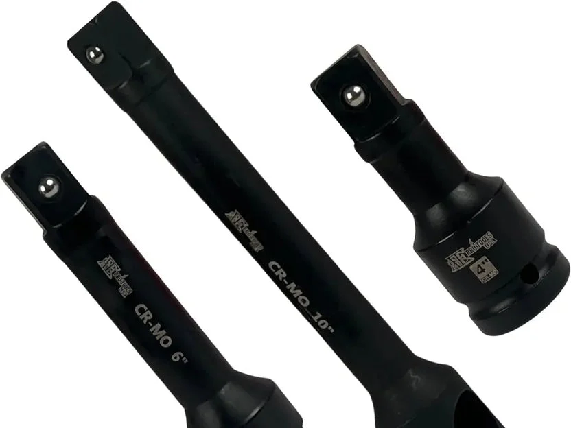 Black 3 Piece 3/4" Drive Extension Bar Set for Air Impact Wrench Tool