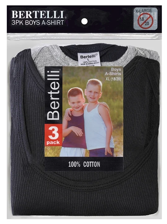 Boy's Colored A-Shirts - 3-Packs - Sizes Small-XL