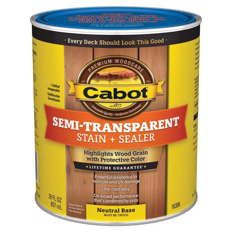 Cabot Semi-Transparent Low VOC Semi-Transparent Tintable Neutral Base Stain and Sealer 5 gal