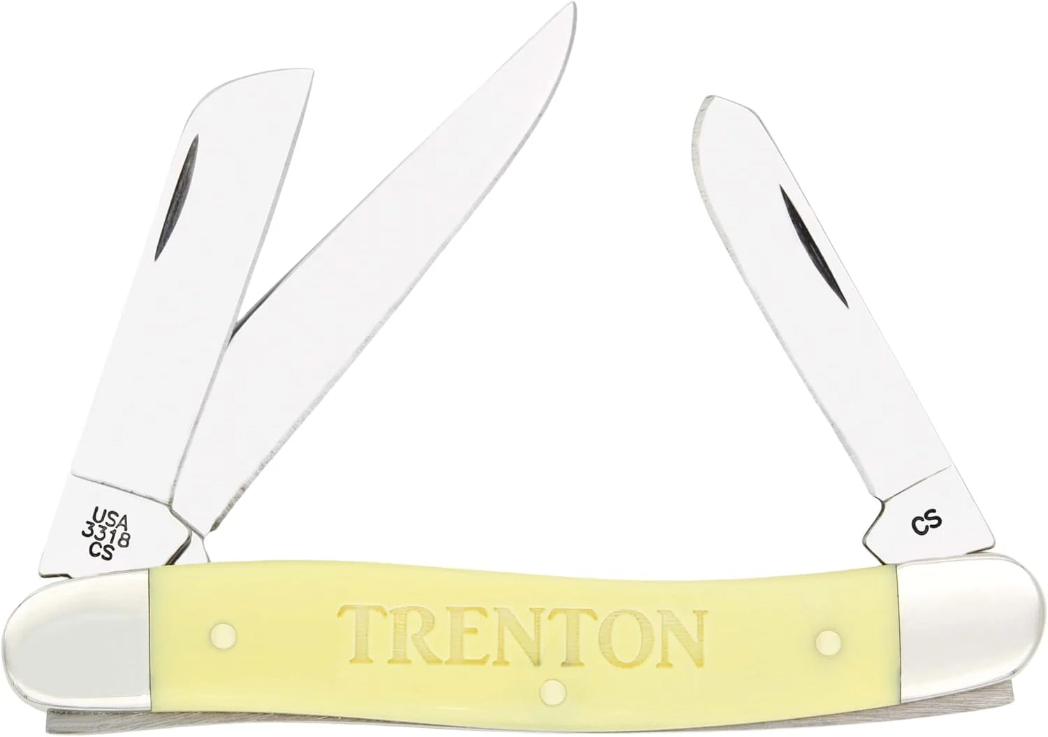 Case Pocket Knife, Yellow Synthetic Handle Medium Stockman #035 with Personalized Laser Engraved Handle, Three Blades, Father’s Day Gifts