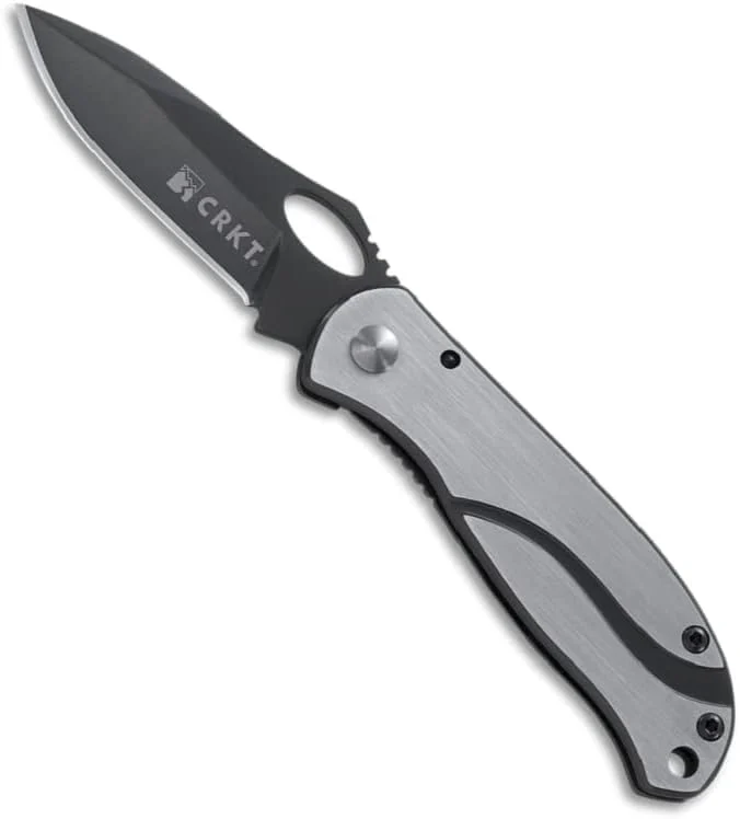 Columbia River Knife & Tool – 9001317 CRKT Pazoda 2 EDC Folding Pocket Knife: Compact Everyday Carry, Gray Ti Nitride Blade, Thumb Slot, Locking Liner, Stainless Handle, Pocket Clip 6470