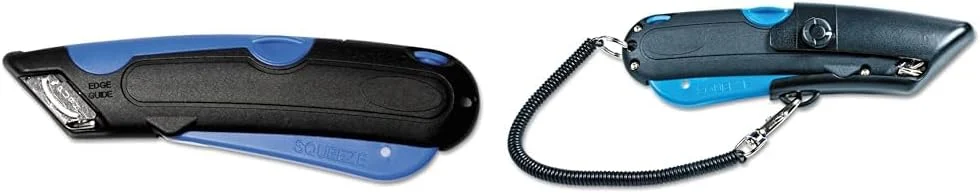 COSCO 091508 Easycut Cutter Knife w/Self-Retracting Safety-Tipped Blade, Black/Blue