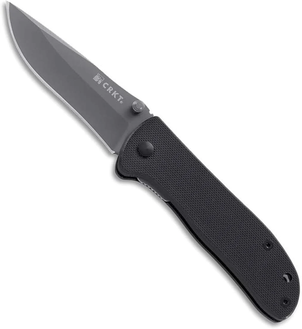 CRKT Drifter EDC Folding Pocket Knife: Everyday Carry, Gray Ti Nitride Blade, Thumb Stud Opening, Black G10 Handle, Pocket Clip 6450K
