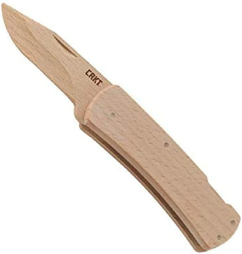 CRKT Nathan’s Knife Kit: Wooden Pocket Knife, Drop Point Blade Design with Working Lock Back, Craft Project, Great for Kids 1032, Black