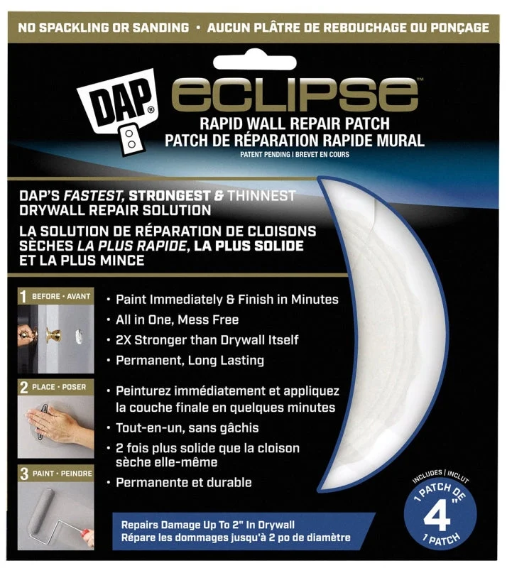 DAP 7079809163 Rapid Wall Repair Patch, 4 in Dimensions, Clear, Pack of 6