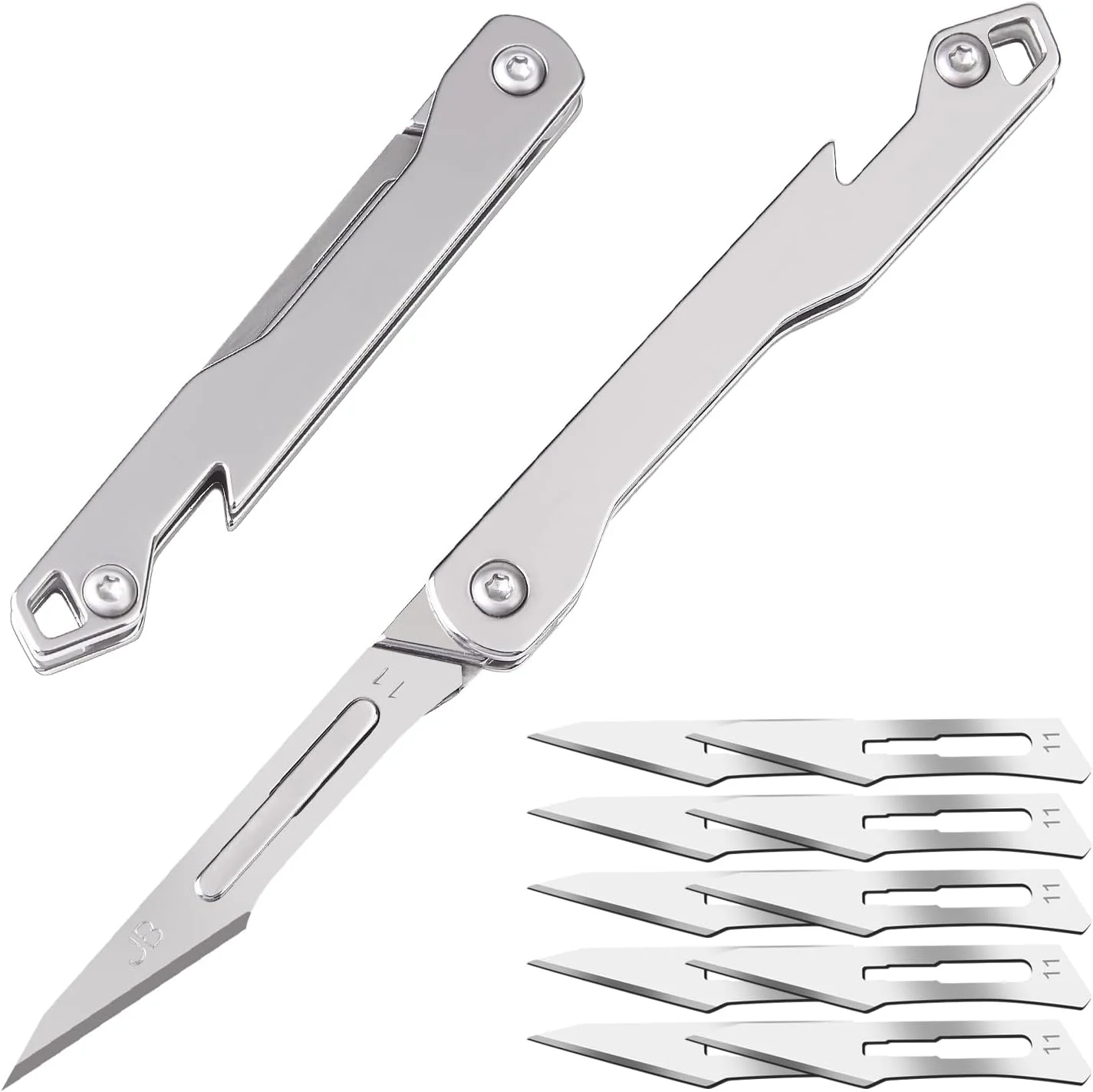 edcfans Folding Scalpel Knife, Small Pocket Knife for Men with 10pcs Surgical Replaceable Blades #11, EDC Utility Knives, Outdoor Edge Knives for Hunting, Skinning