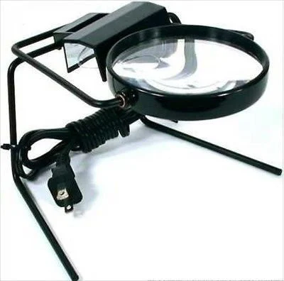 Electric Table Top Lighted Illuminated Magnifier Glass Lamp Tabletop Stamp Hobby