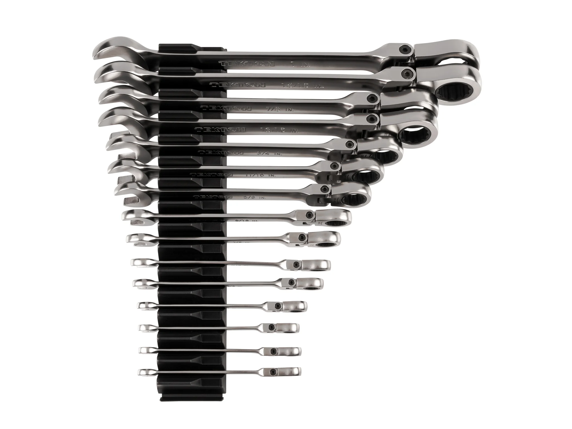 Flex Head 12-Point Ratcheting Combination Wrench Set with Modular Organizers (15-Piece)