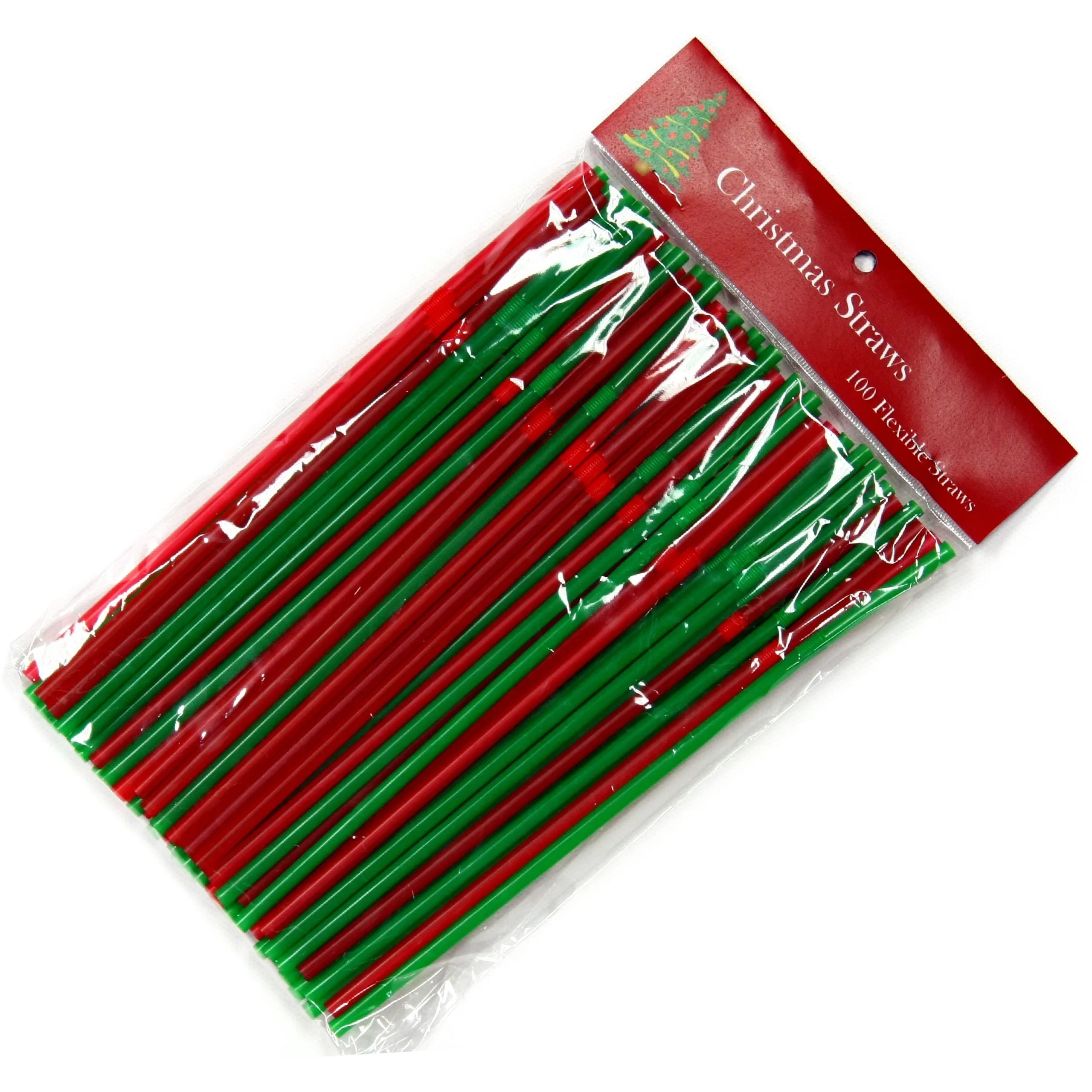 Flexible Christmas Straws - 100-Pack