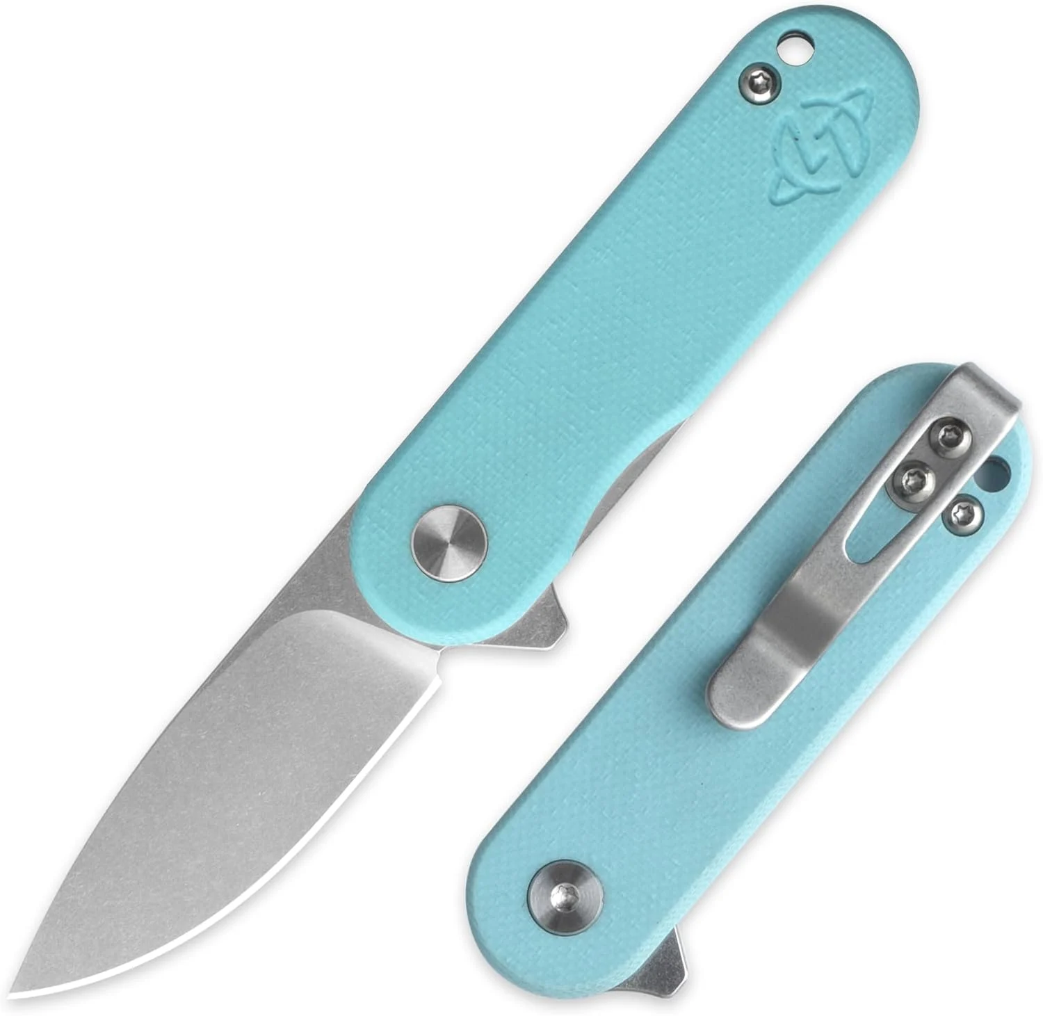 G048 Mini Folding Knife 1.93″ D2 Blade White G10 Handle, Small Folding Knife with Deep Carry Pocket Clip For EDC(Yellow)