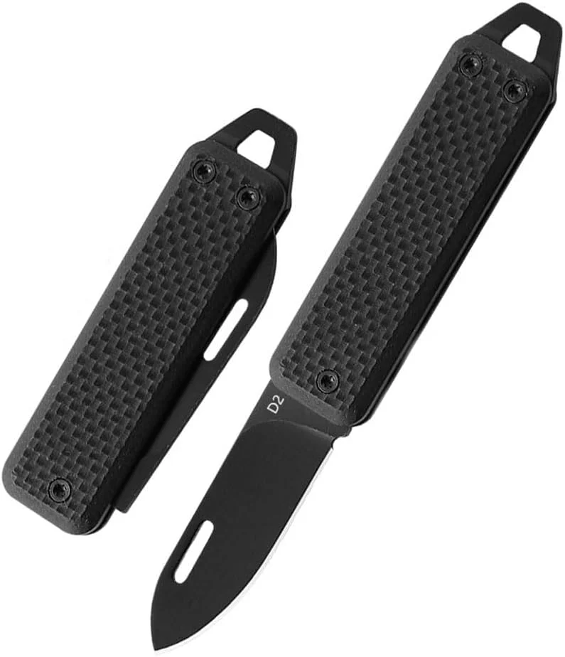 G10 Small Pocket Knife For Men, Extremely Sharp D2 Steel Keychain EDC Blade, Multifunction Mini Package Opener Little Knife, Portable Lightweight Folding Tiny Pocketknife