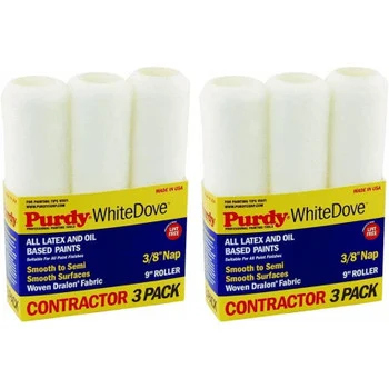 Genuine Purdy 2 Sets of White Dove 3 Multi-Pack 9" x 3/8" Nap Roller Covers 14B863000-2PK