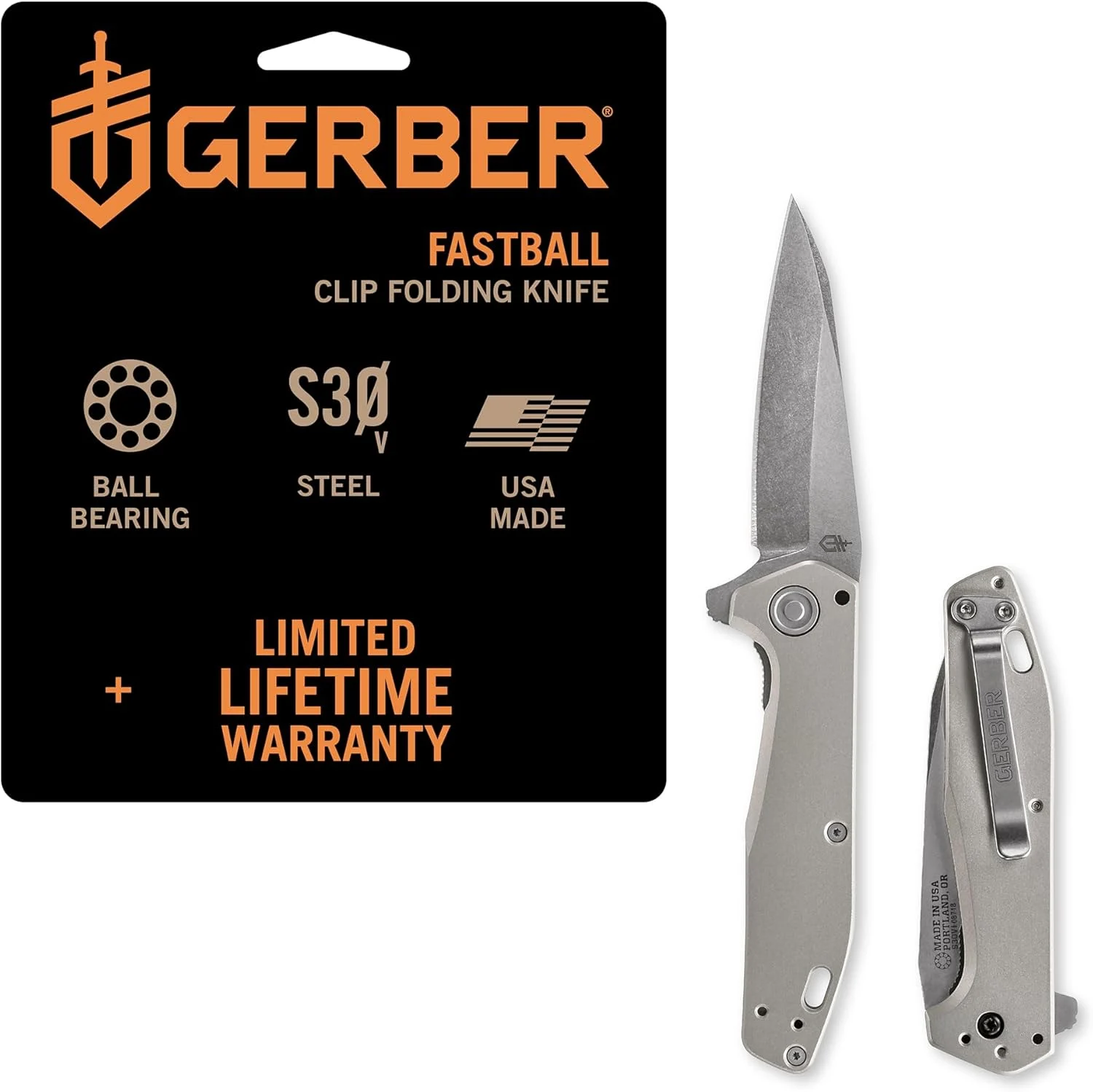 Gerber Gear Fastball – Slim, Lightweight Folding Knife with Lock Release – Pocket Knife with 3-Position Clip – EDC Gear – 3″, Urban Grey