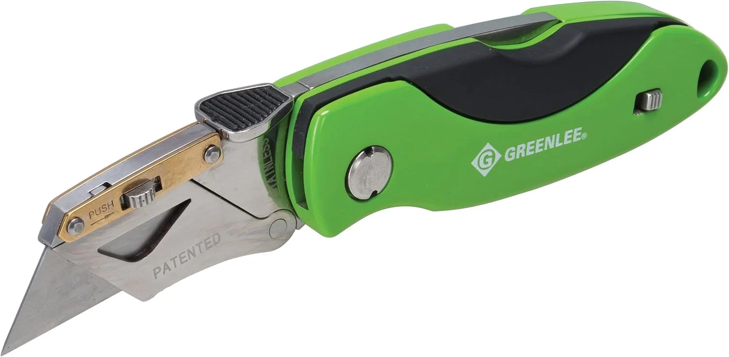 Greenlee 0652-22 8.9″ Folding Utility Knife with Retractable 3-Position Serrated Blade, Silver/Green