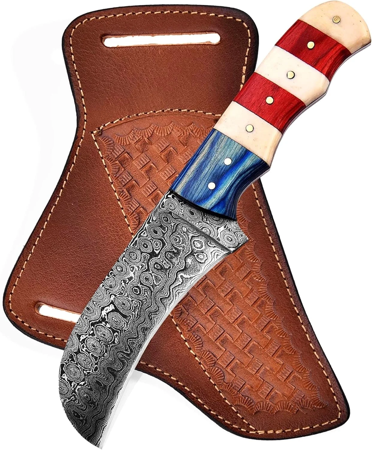Handmade 1095 Steel Lineman’s Hawkbill knife with Leather sheath, Fixed blade Electrician Wire Skinning knife for professional, Heavy Duty Utility Knife (1095 Steel Walnut Wood)