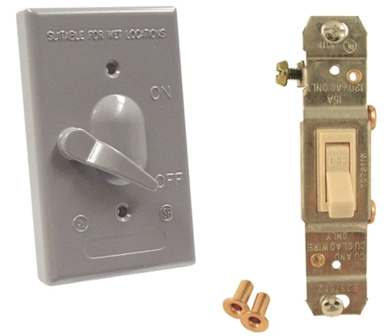 Hubbell 5141-0 Cover, Toggle, 4-39/64 in L, 2-53/64 in W, 1-Gang, Metal, Gray, Powder-Coated, 8/CT