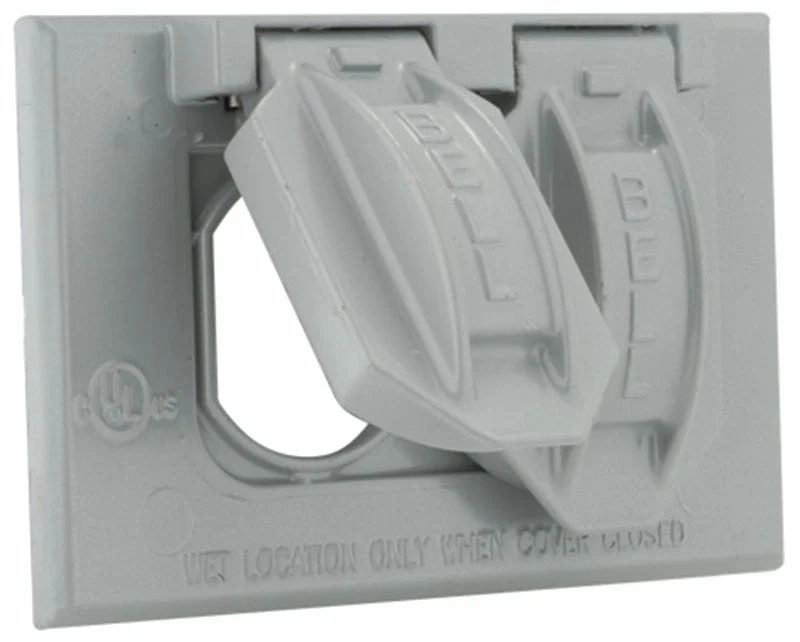 Hubbell 5180-5 Cover, Flip, Snap, 2-13/16 in L, 4-9/16 in W, 1-Gang, Metal, Gray, 6/CD, Powder-Coated