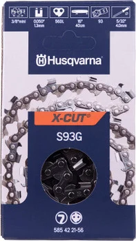 Husqvarna Genuine OEM 12" X-CUT S93G, 3/8" mini pitch, .050 gauge 56DL Chainsaw Chain - 585422156