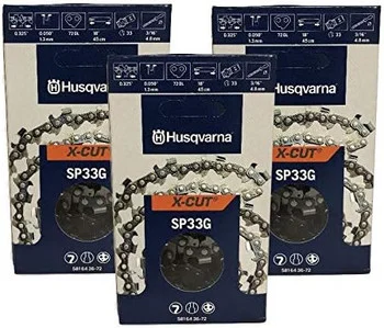 Husqvarna Genuine OEM 3 Pack of 18" X-CUT SP33G, .325" pitch, .050 gauge 72DL Chainsaw Chains - 581643672-3PK
