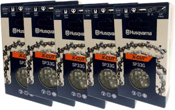Husqvarna Genuine OEM 5 Pack of 18" X-CUT SP33G, .325" pitch, .050 gauge 72DL Chainsaw Chains - 581643672-5PK